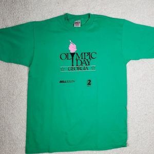 1996 Olympic Day T-shirt  single stich XL Green.